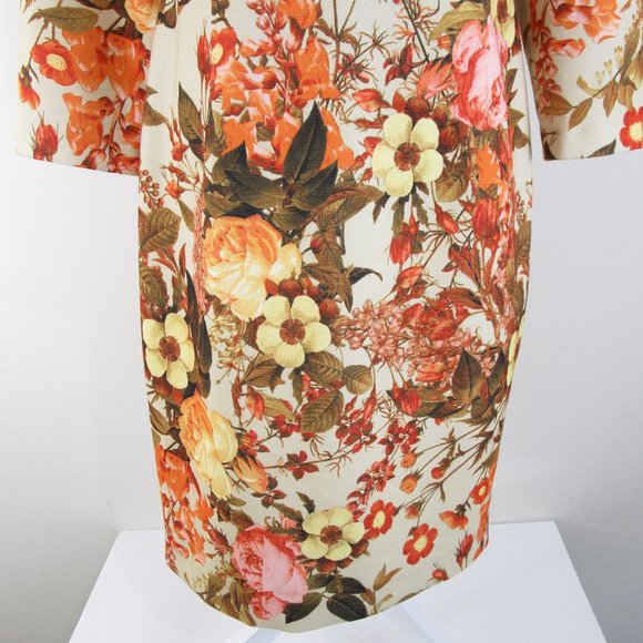 SOLDTalbots Golden Orange Autumn Floral Sheath Dress 8 - Picture 3 of 10